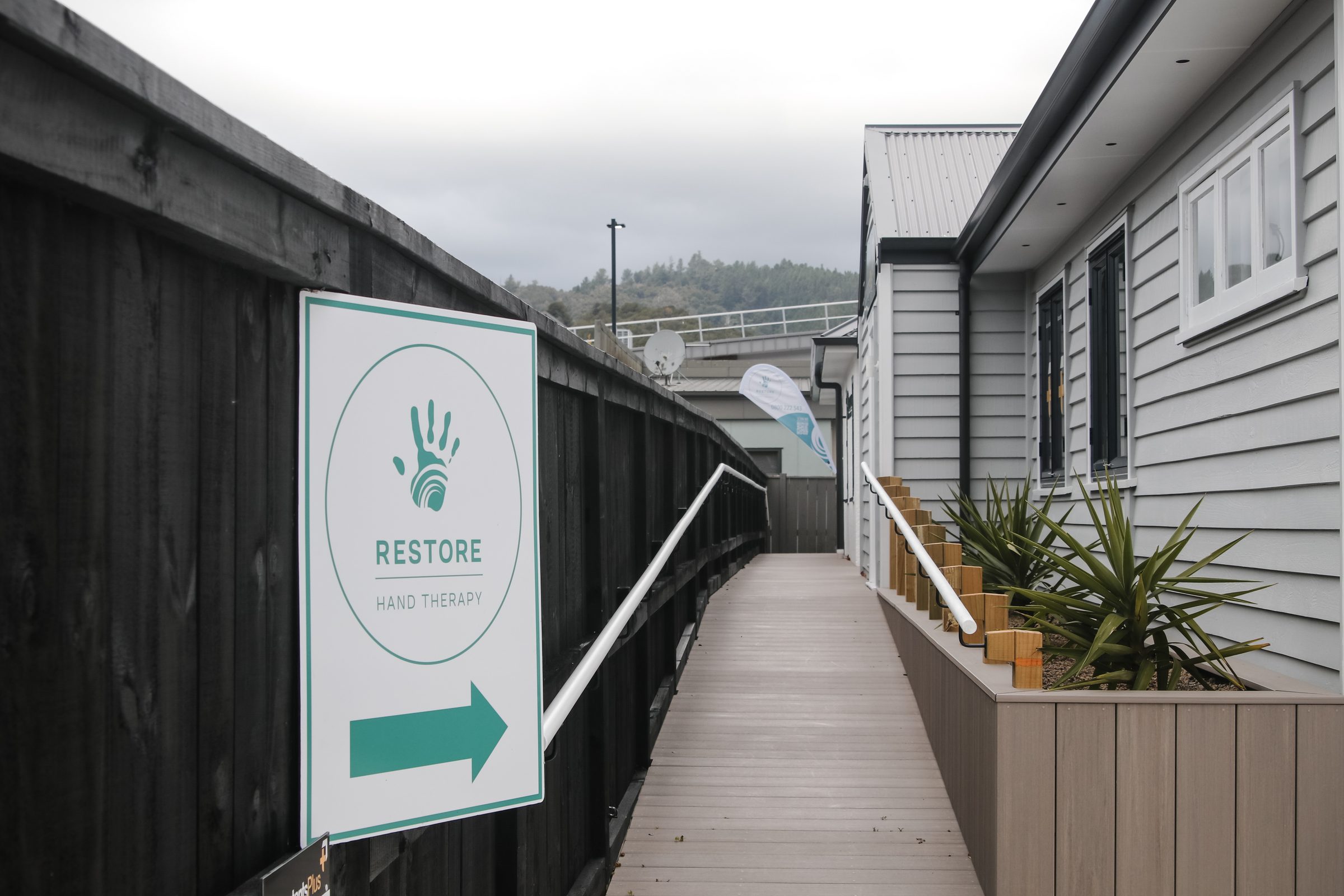 The walkway to the Restore Hand Therapy clinic in Upper Hutt